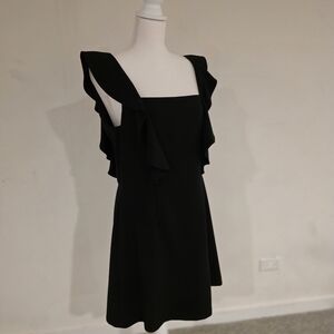 French Connection Black Ruffle Mini Dress